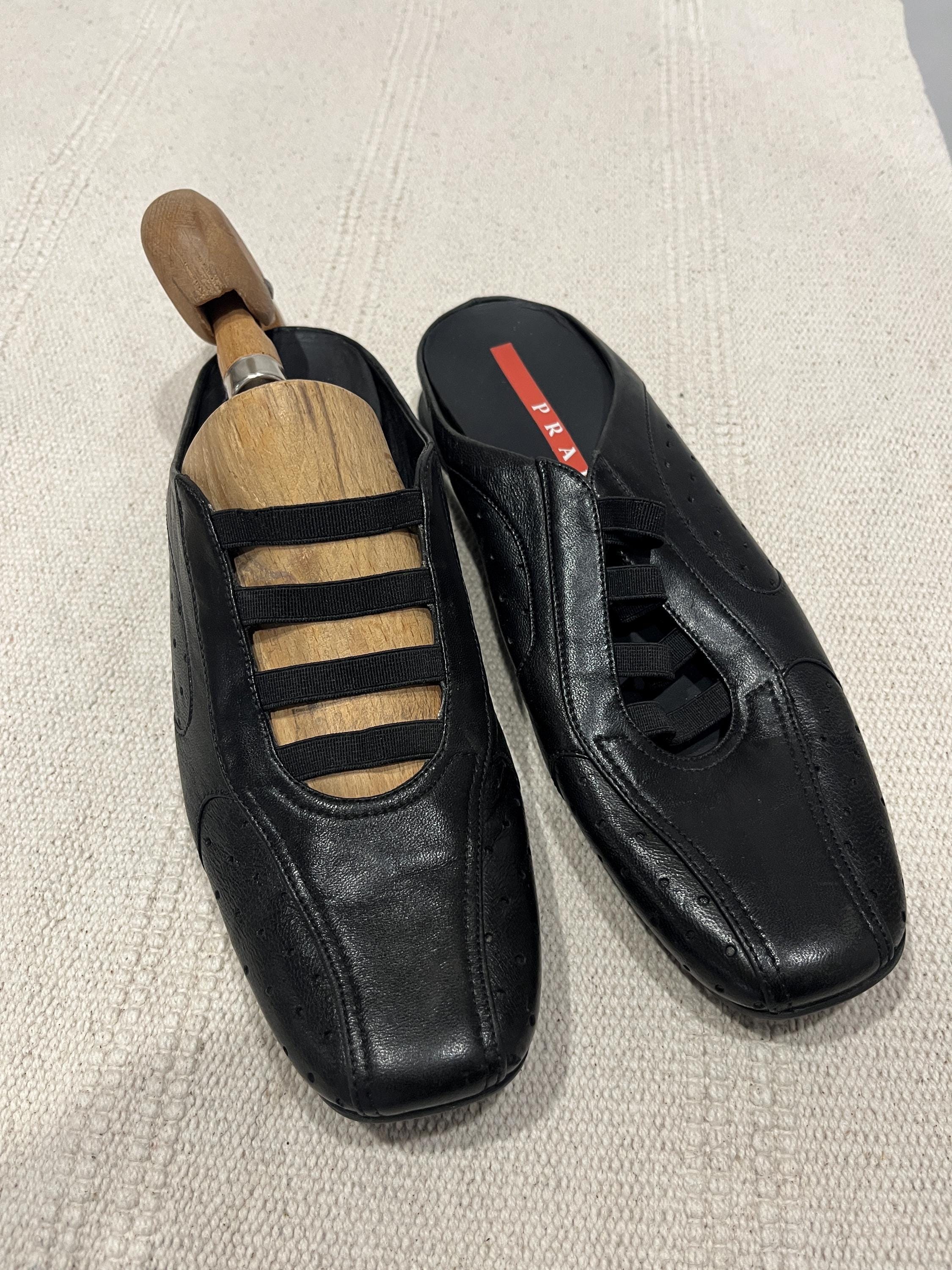 90s PRADA archive suède leather shoes We always have a collection of the best vintage Prada shoes in