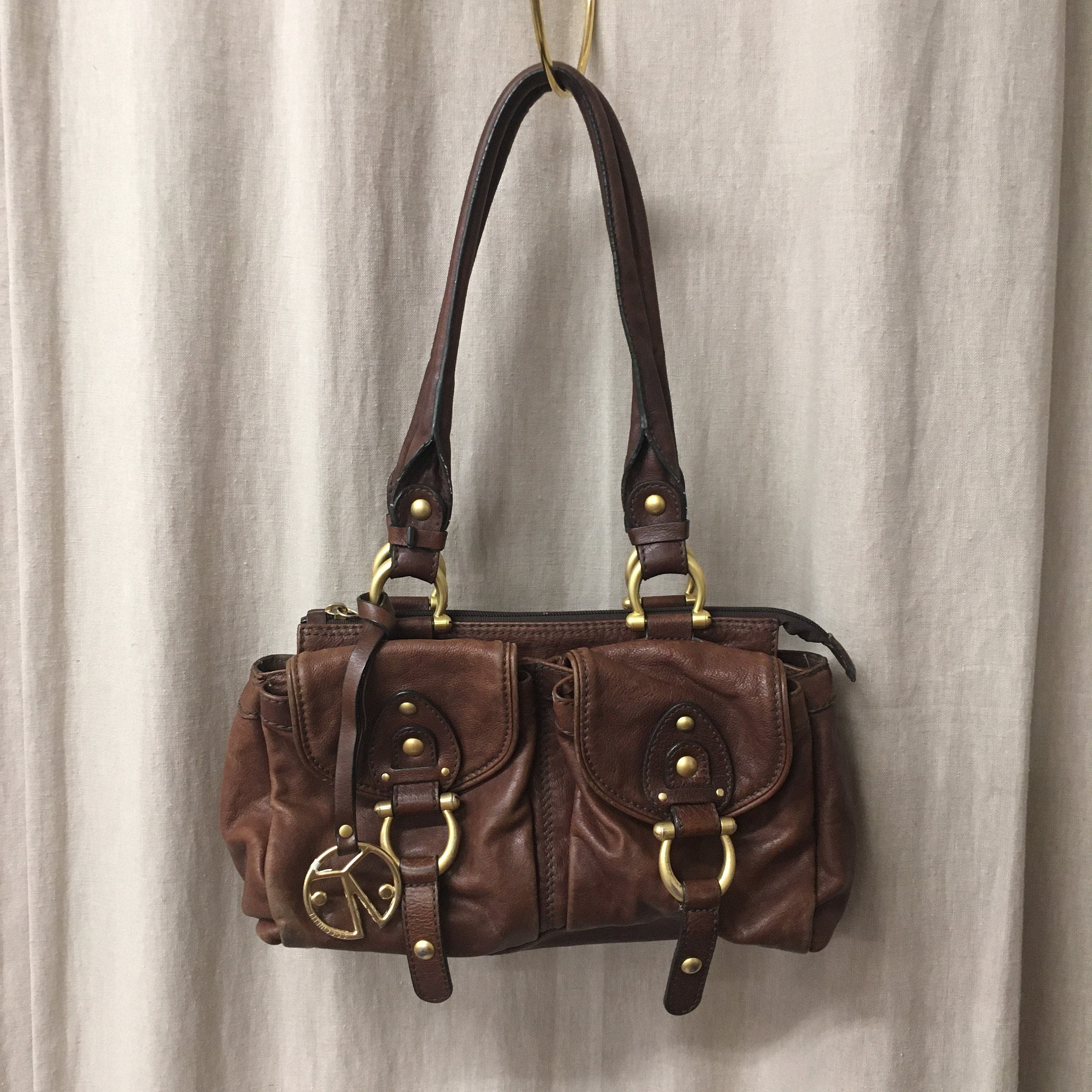 Coccinelle Brown Leather Bagatelle Hobo Bag at FORZIERI