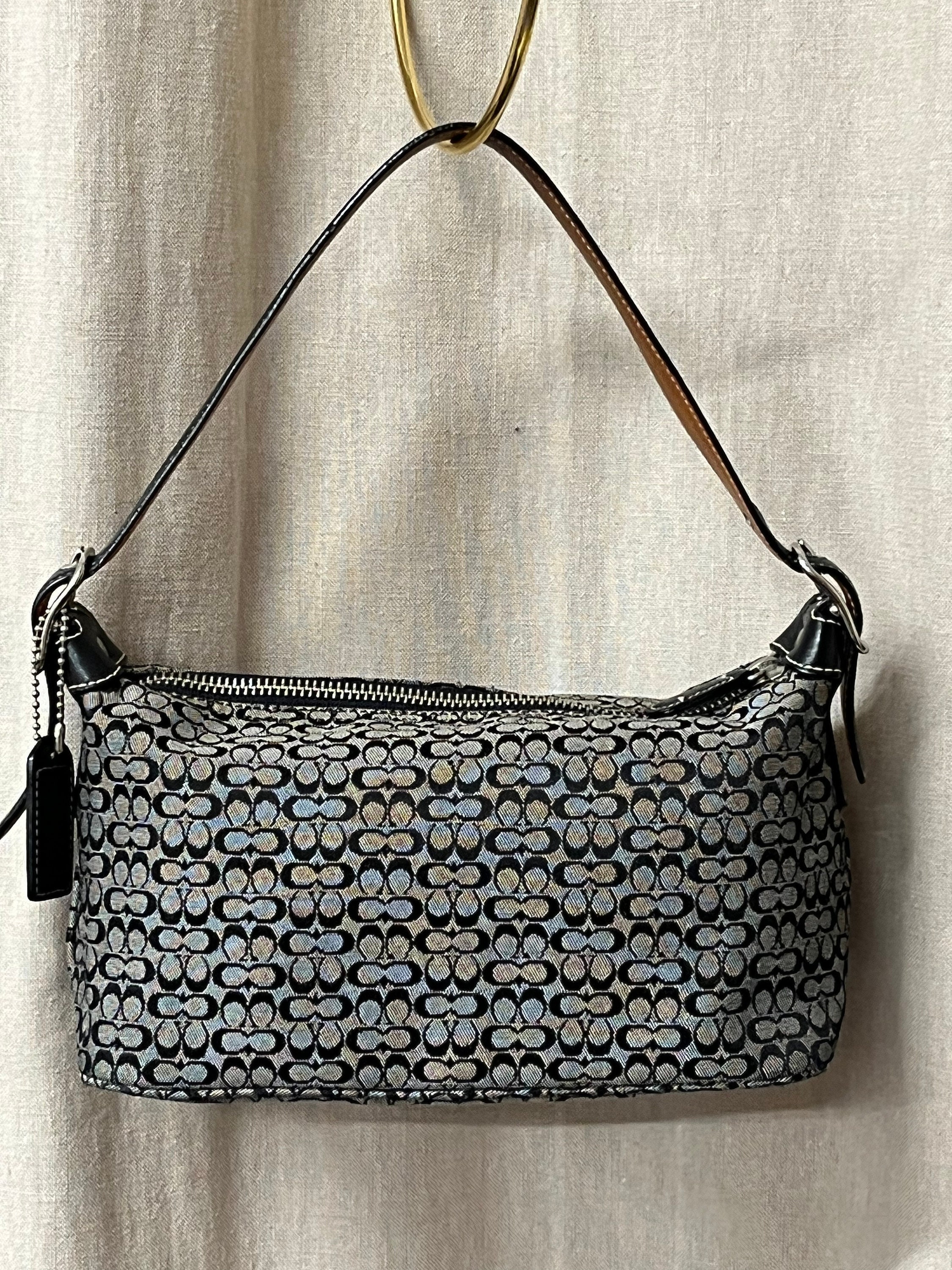 COACH Handbag Purse L2K-6332 Black Grey Canvas Trimmed With