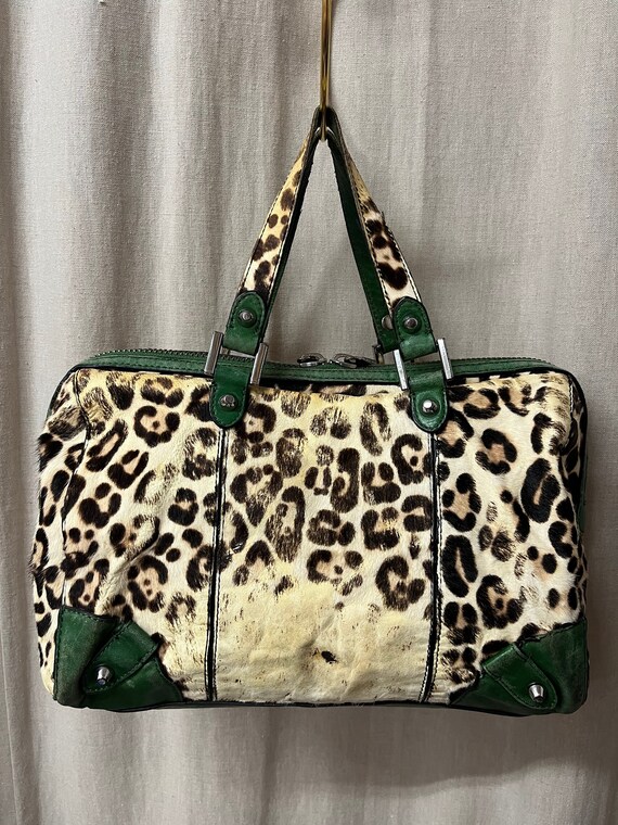 Green leopard cheap print bag