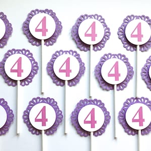 PERSONALIZED NUMBER Cupcake Toppers - Party Picks - Set of 12 -