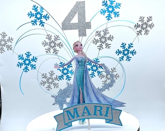 Personalized ELSA FROZEN SPRAY Cake Topper - Snow Flakes Cake Topper -