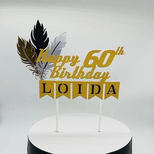 Personalized GATSBY CAKE TOPPER - Feather - Birthday -