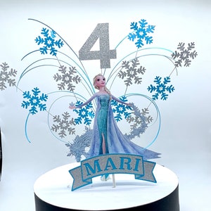 Personalized ELSA FROZEN SPRAY Cake Topper - Snow Flakes Cake Topper -