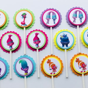 TROLLS Cupcake Topper -Party Picks -  Set of 12 -