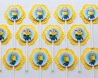 MINIONS Cupcake Toppers - Party Picks - Yellow - Set of 12 -