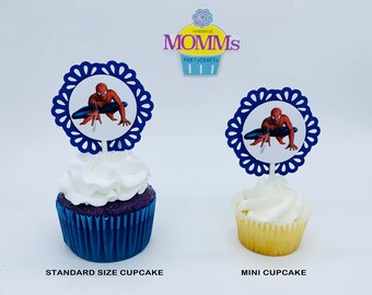 SPIDERMAN Cupcake Topper - Party Picks - Set of 12