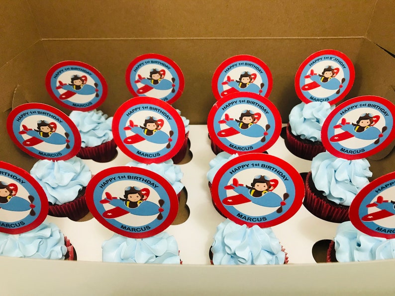 PERSONALIZED Aviator Airplane Cupcake Topper - Party Pick - DIGITAL ...