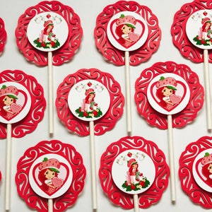 STRAWBERRY SHORTCAKE Cupcake Topper - Party Picks - DISNEY - (2.5" diameter) - Set of 12 -