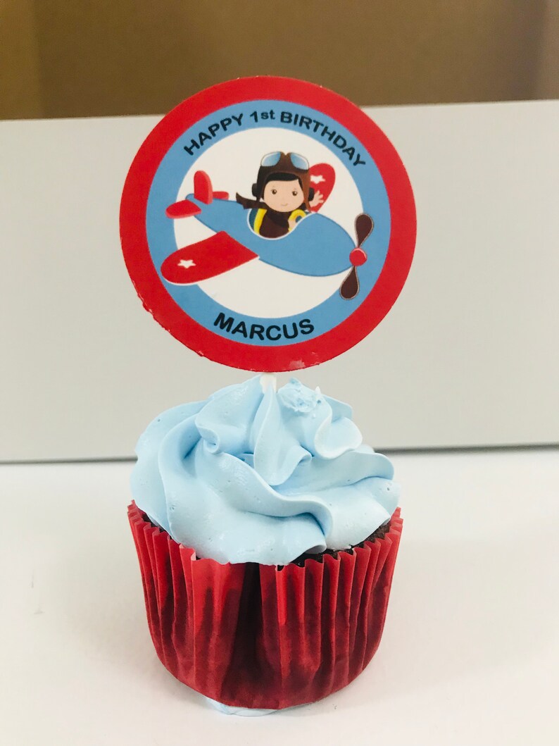 PERSONALIZED Aviator Airplane Cupcake Topper - Party Pick - DIGITAL ...