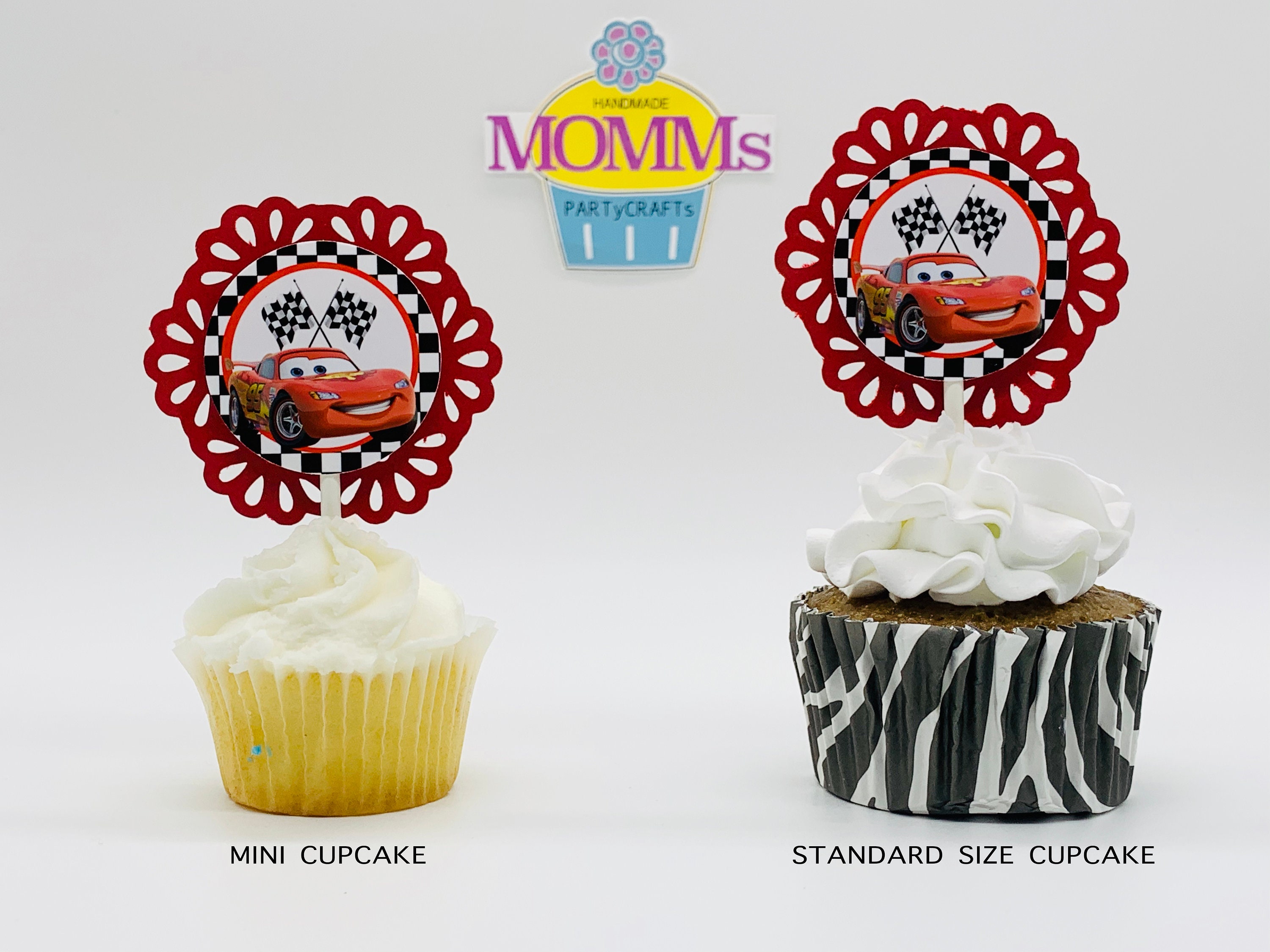 CARS Cupcake Topper Party Picks Disney Cars Mcqueen Mater Black