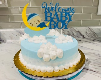 WELCOME BABY BOY Cake Topper - Baby Shower - Birthday - Baby Shower Centrepiece - Christening - Baptism