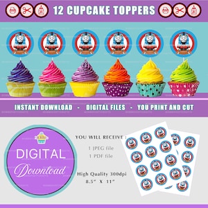 THOMAS TRAIN Cupcake Topper - Party Picks - Digitale Datei - Instant Download -
