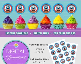 THOMAS TRAIN Cupcake Topper - Party Picks - Digital File - Instant Download -
