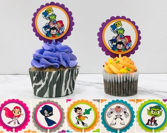 Teen Titans Go Cupcake Toppers – Set of 12 Party Picks