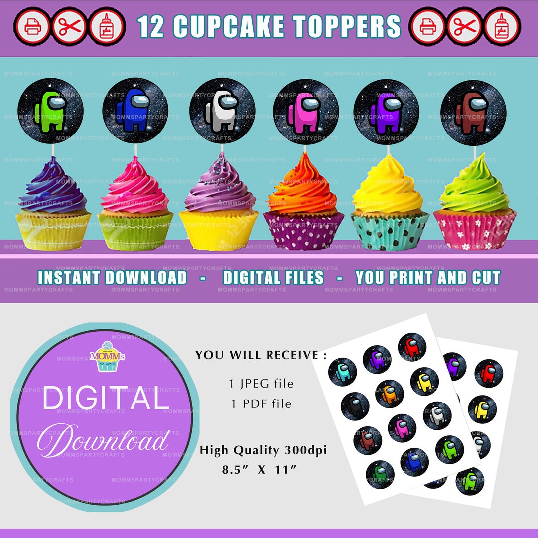 AMONG US Cupcake Topper - Party Picks - Digital File - Instant Download ...