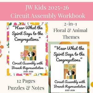 JW Kids Circuit Assembly Keepsake Workbook | 2025–2026 w/Branch Rep | Printable Puzzle Book | Retro Dog & Floral PDF Set | Approx Ages 6-11