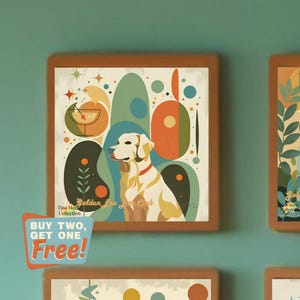Golden Retriever Art Print: Mid-Century Modern Dog Wall Art - &quot;Sadie&quot;