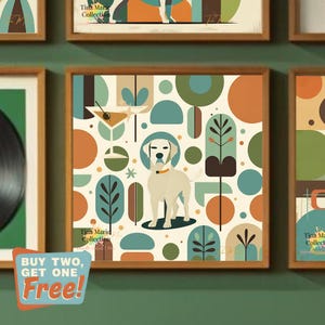 Labrador Retriever Mid-Century Modern Art Print: Retro Dog Wall Art - &quot;River&quot;