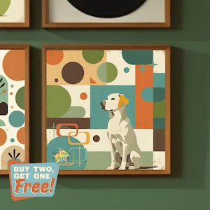 Labrador Retriever Mid-Century Modern Art Print: Retro Dog Wall Art - &quot;Sunny&quot;