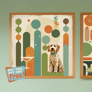 Labradoodle Art Print: Mid-Century Modern Dog Lover Gift - &quot;Teddy&quot;