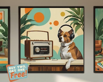 Mid-Century Modern Dog Art Print: "Toby" the Mutt - Funny Dog Lover Gift | Rescue Dogs