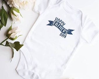 Happy Father's Day glitter print vest. First Father's Day bodysuit. 1st Father's Day gift.