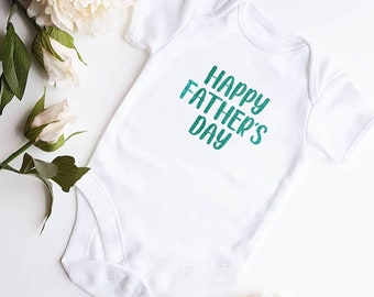 Happy Father's Day glitter print vest. First Father's Day bodysuit. 1st Father's Day gift.