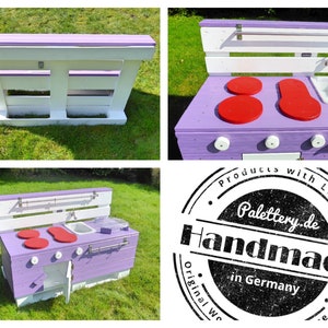 Children's kitchen wood for garden in purple pallet furniture image 2