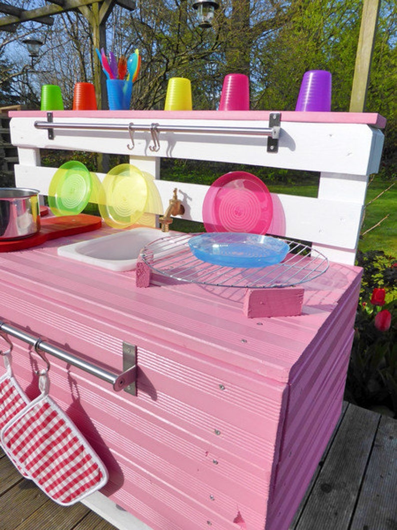 Pallet furniture wood children's kitchen PL ROSA for garden image 3