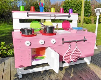 Pallet furniture -wood children's kitchen PL ROSA for garden