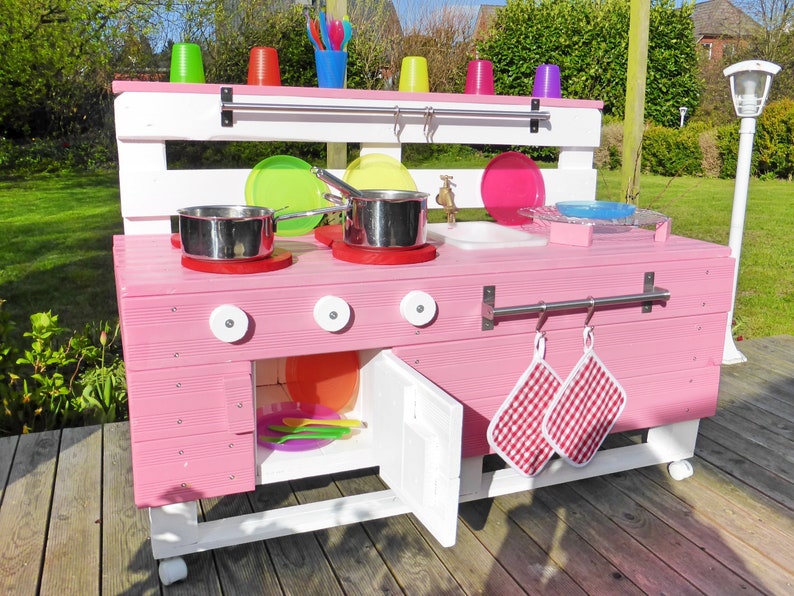 Palettenmöbel Holz Kinderküche PL ROSA für Garten Bild 1