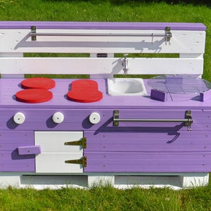 Children's kitchen wood for garden in purple pallet furniture image 4