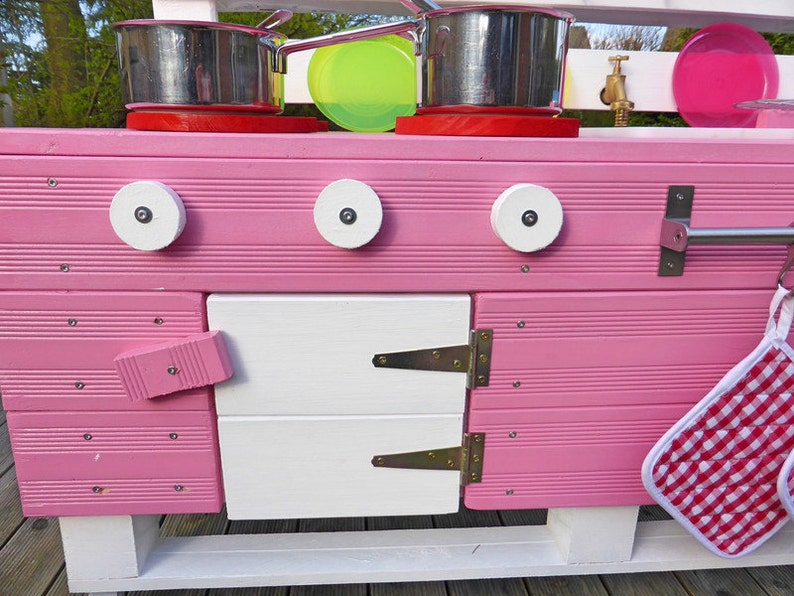 Pallet furniture wood children's kitchen PL ROSA for garden image 4