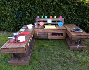 Pallet furniture - Children's kitchen XL made of wood for garden