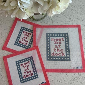 Meet Me at the Dock Hand Painted Needlepoint Canvas or Kit. Beginner friendly.