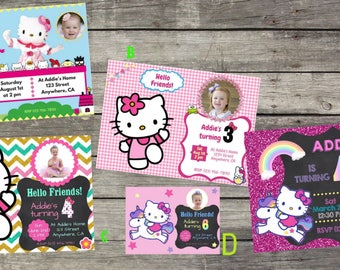Personalized Hello Kitty Birthday Invitation- Digital File Only - DIY 5x7