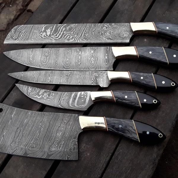 Damascus handmade, chef set of 5 pieces