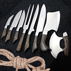Custom Handmade Chef Set Of 8  Pieces With Wooden Box
