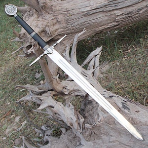Custom Handmade Steel Sword With Leather Sheath