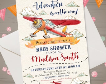 airplane baby shower invitations etsy