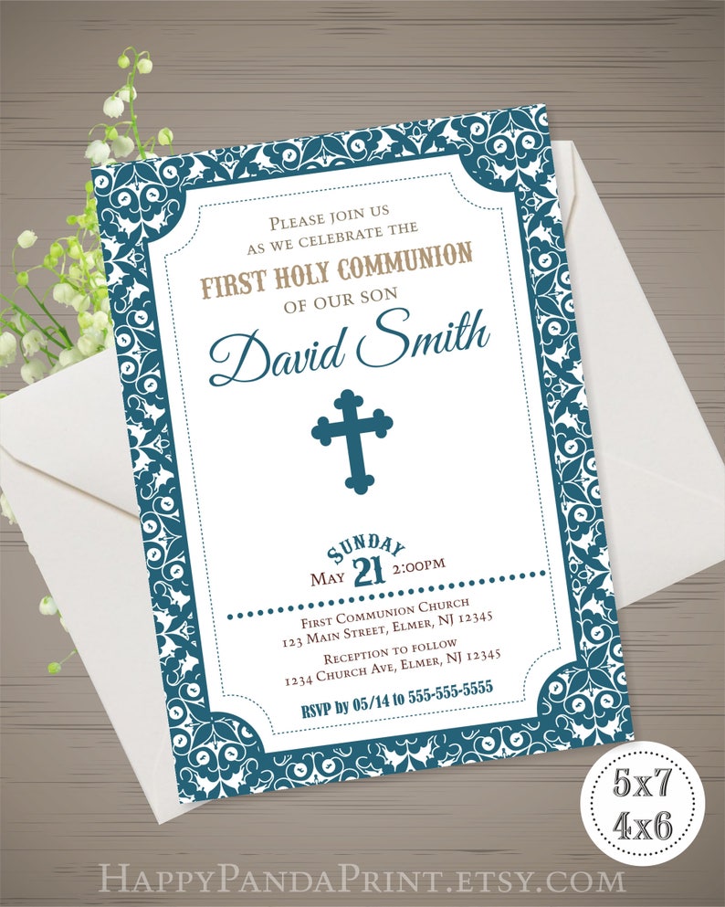 boy first communion invitation