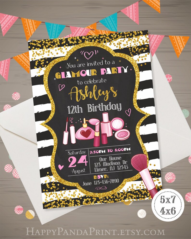 Glamour Birthday Invitation Glamour Invitation Girl Glamour Etsy