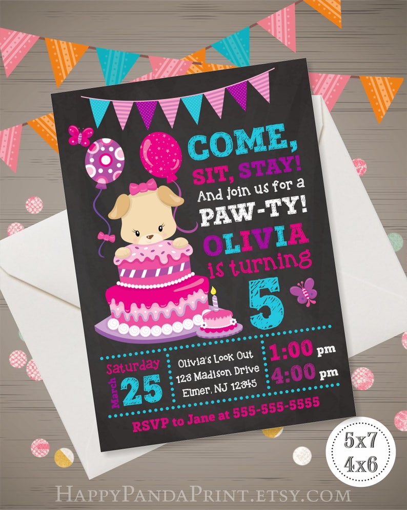 PUPPY Birthday Invitation Puppy Invitation Girl Puppy | Etsy
