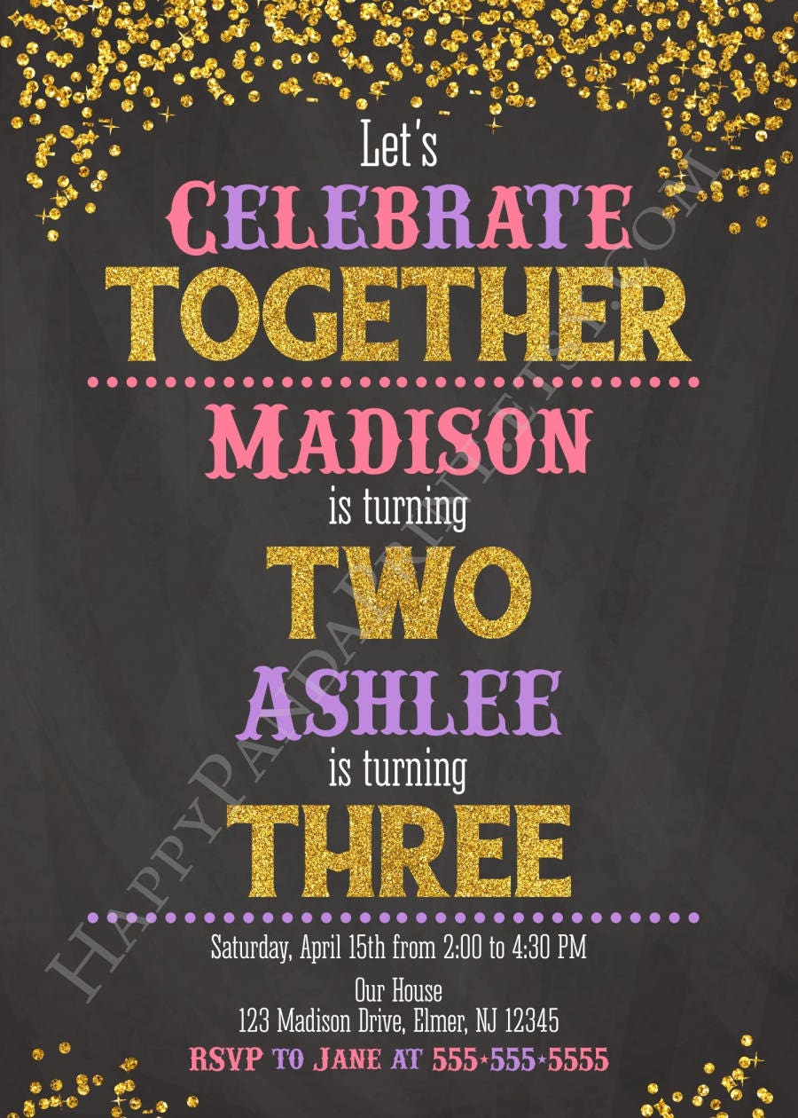 Girls Joint Birthday Invitation Joint Birthday Party Etsy