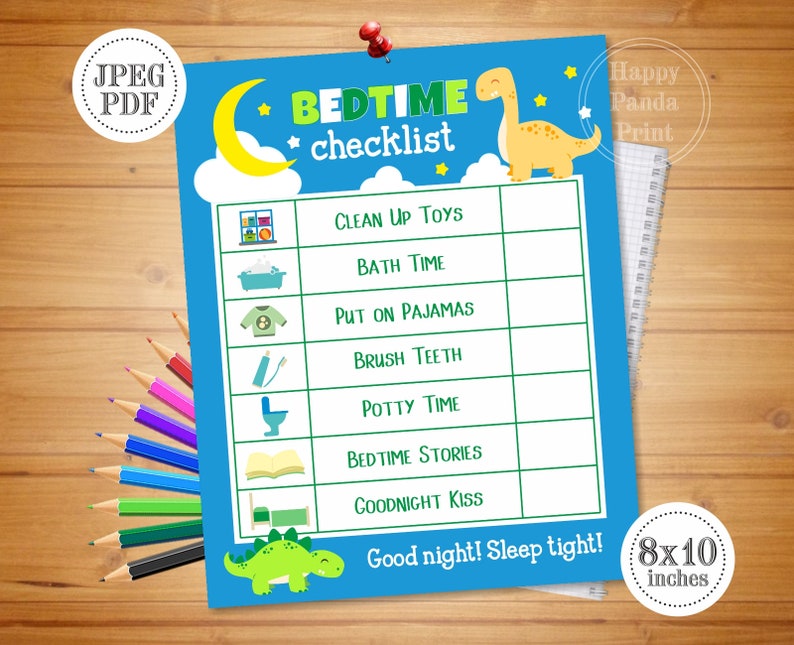 BEDTIME CHECKLIST Printable Boy Bedtime Routine Checklist | Etsy