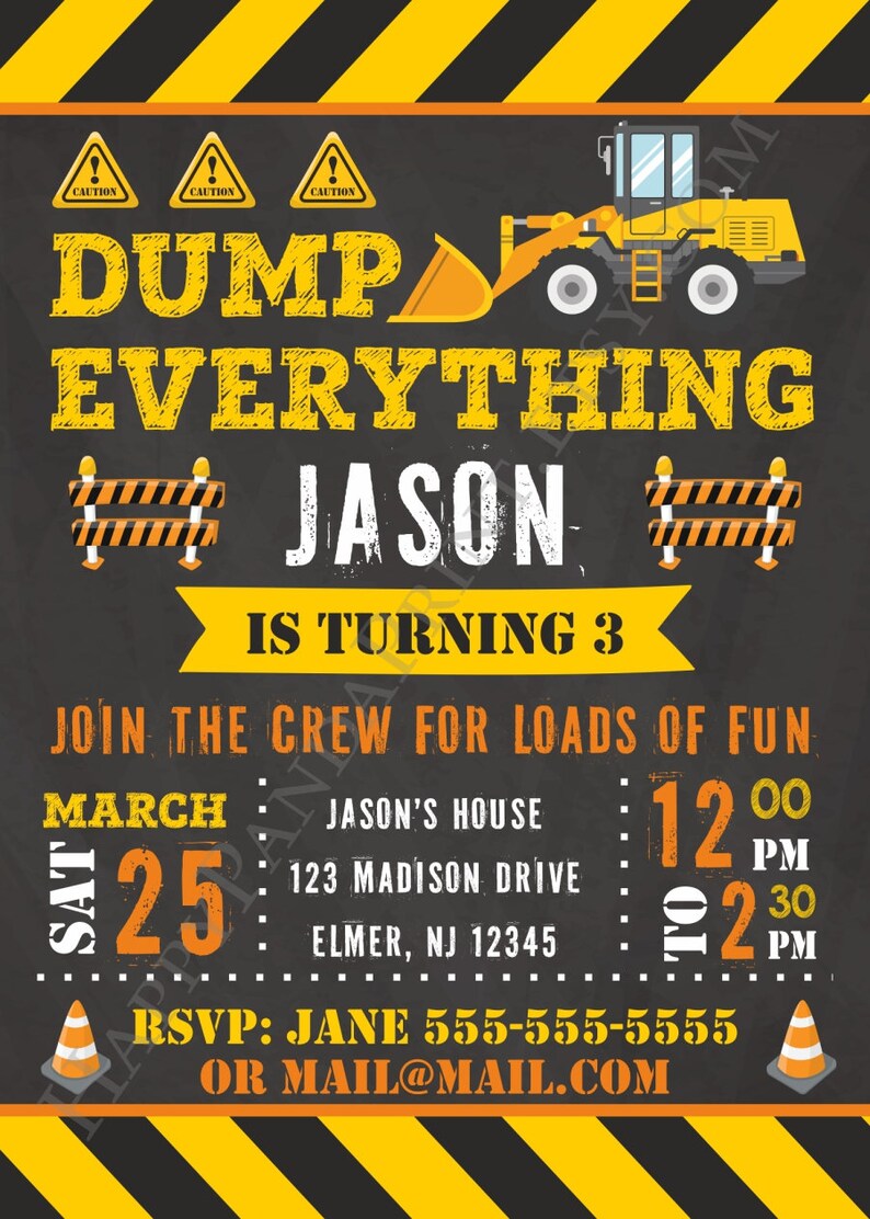 Construction Invitation Construction Birthday Invitation Boy Etsy