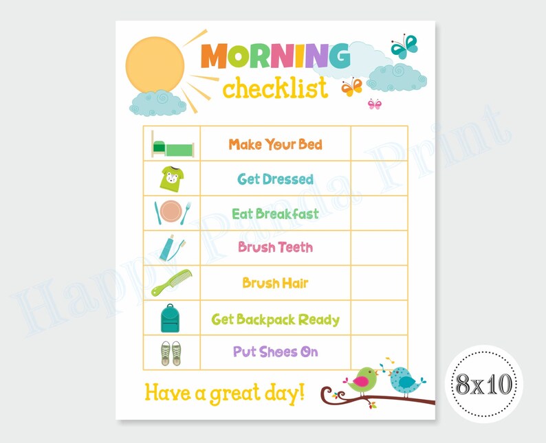 MORNING CHECKLIST Printable Morning Routine Checklist | Etsy