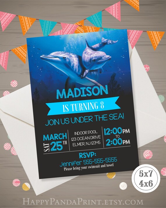 Dolphin Invitation Dolphin Birthday Party Dolphin Invite Etsy