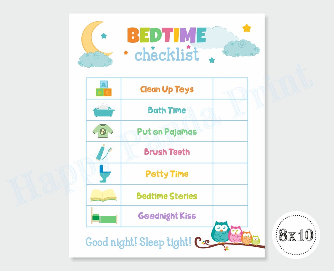 BEDTIME CHECKLIST Printable Bedtime Routine Checklist Etsy BEDTIME CHECKLIST Printable Bedtime Routine Checklist Etsy